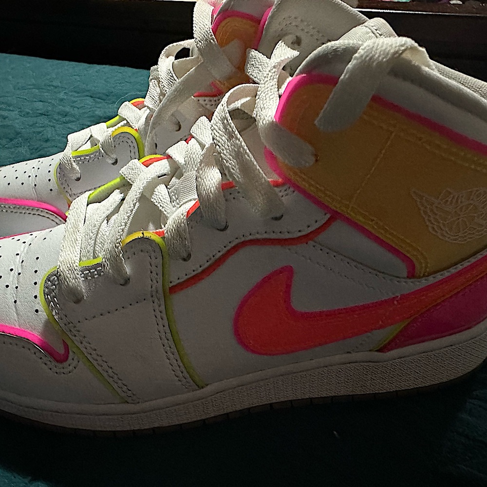 Neon Nike Air Jordan high tops , size 4.5 youth